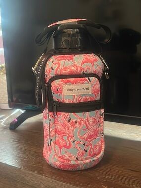 Simply Southern Pink Flamingo Insulated Bottle Carrier with bottle
